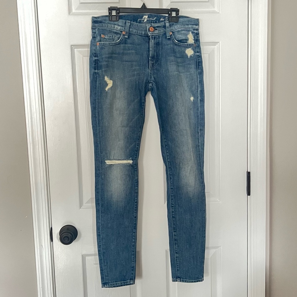 7 for all mankind the skinny distressed jeans